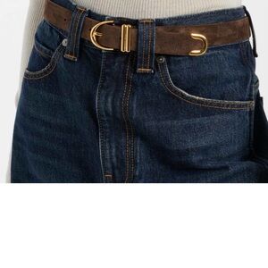 Khaite Bambi Brown & Gold Suede Belt, size 75